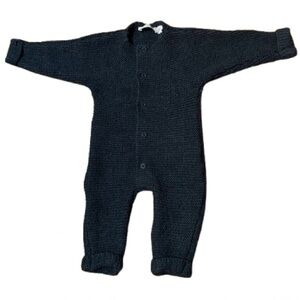 Zara Classic Knit Blue Kids One-Piece Sweater Bodysuit Romper Size 6-9 Months